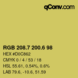 カラーコード: RGB 208.7 200.6 98 | qconv.com