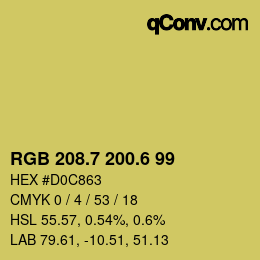 カラーコード: RGB 208.7 200.6 99 | qconv.com