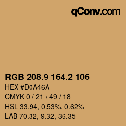 Color code: RGB 208.9 164.2 106 | qconv.com