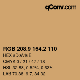 Color code: RGB 208.9 164.2 110 | qconv.com