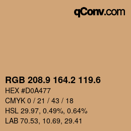 カラーコード: RGB 208.9 164.2 119.6 | qconv.com