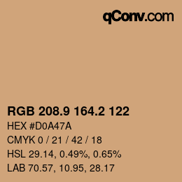 Color code: RGB 208.9 164.2 122 | qconv.com