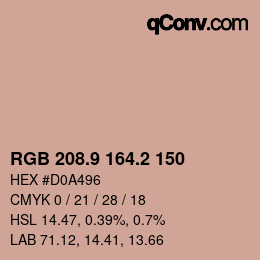 カラーコード: RGB 208.9 164.2 150 | qconv.com