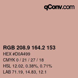 カラーコード: RGB 208.9 164.2 153 | qconv.com