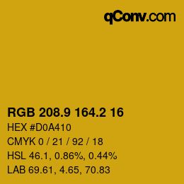 カラーコード: RGB 208.9 164.2 16 | qconv.com