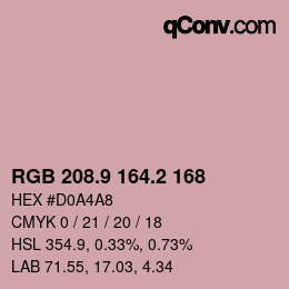 カラーコード: RGB 208.9 164.2 168 | qconv.com