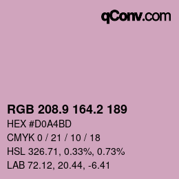カラーコード: RGB 208.9 164.2 189 | qconv.com