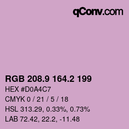 カラーコード: RGB 208.9 164.2 199 | qconv.com