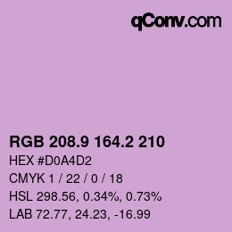 カラーコード: RGB 208.9 164.2 210 | qconv.com