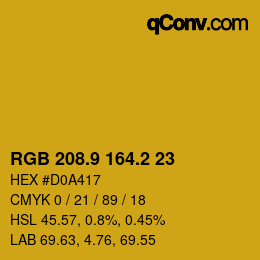 カラーコード: RGB 208.9 164.2 23 | qconv.com