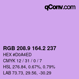 カラーコード: RGB 208.9 164.2 237 | qconv.com
