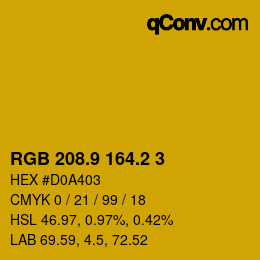 カラーコード: RGB 208.9 164.2 3 | qconv.com