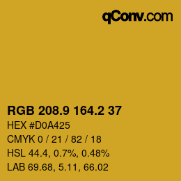 カラーコード: RGB 208.9 164.2 37 | qconv.com