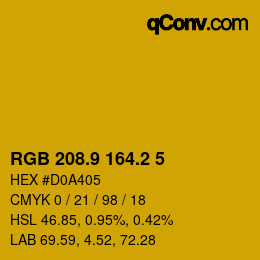 カラーコード: RGB 208.9 164.2 5 | qconv.com