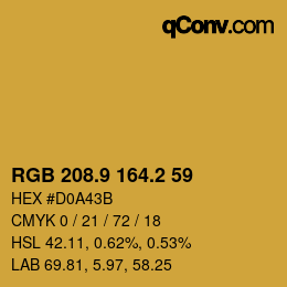 カラーコード: RGB 208.9 164.2 59 | qconv.com