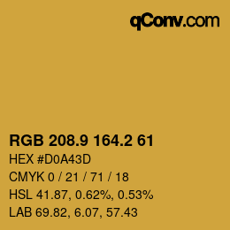 Color code: RGB 208.9 164.2 61 | qconv.com