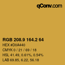 Color code: RGB 208.9 164.2 64 | qconv.com