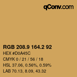 カラーコード: RGB 208.9 164.2 92 | qconv.com