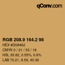 Color code: RGB 208.9 164.2 98 | qconv.com