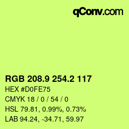 カラーコード: RGB 208.9 254.2 117 | qconv.com