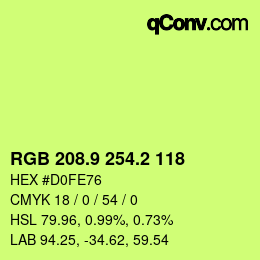 カラーコード: RGB 208.9 254.2 118 | qconv.com
