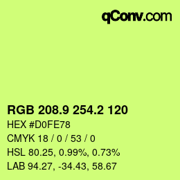 カラーコード: RGB 208.9 254.2 120 | qconv.com
