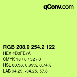 カラーコード: RGB 208.9 254.2 122 | qconv.com