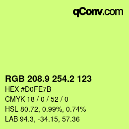 カラーコード: RGB 208.9 254.2 123 | qconv.com