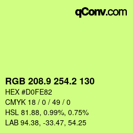 カラーコード: RGB 208.9 254.2 130 | qconv.com