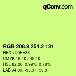 カラーコード: RGB 208.9 254.2 131 | qconv.com