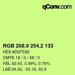 カラーコード: RGB 208.9 254.2 133 | qconv.com