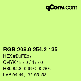 カラーコード: RGB 208.9 254.2 135 | qconv.com
