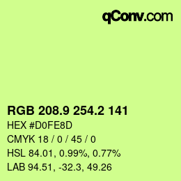 カラーコード: RGB 208.9 254.2 141 | qconv.com
