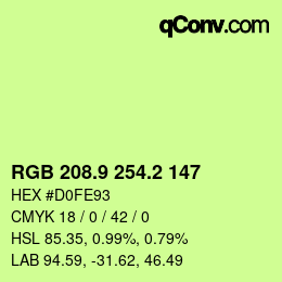 カラーコード: RGB 208.9 254.2 147 | qconv.com