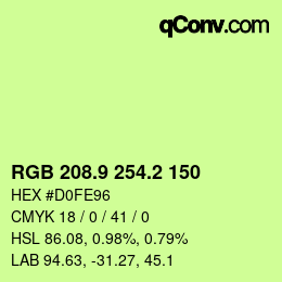 カラーコード: RGB 208.9 254.2 150 | qconv.com