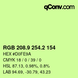カラーコード: RGB 208.9 254.2 154 | qconv.com