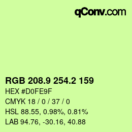 カラーコード: RGB 208.9 254.2 159 | qconv.com
