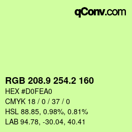 カラーコード: RGB 208.9 254.2 160 | qconv.com