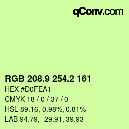 カラーコード: RGB 208.9 254.2 161 | qconv.com