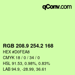 カラーコード: RGB 208.9 254.2 168 | qconv.com