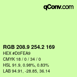 カラーコード: RGB 208.9 254.2 169 | qconv.com
