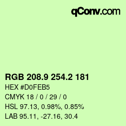 カラーコード: RGB 208.9 254.2 181 | qconv.com