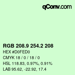 カラーコード: RGB 208.9 254.2 208 | qconv.com