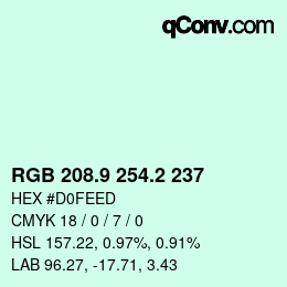 カラーコード: RGB 208.9 254.2 237 | qconv.com