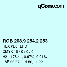 Color code: RGB 208.9 254.2 253 | qconv.com