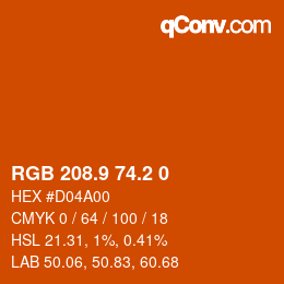 Color code: RGB 208.9 74.2 0 | qconv.com