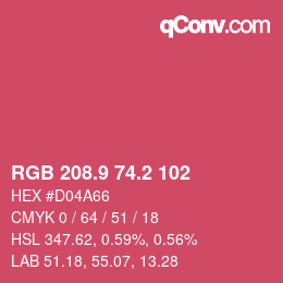 カラーコード: RGB 208.9 74.2 102 | qconv.com