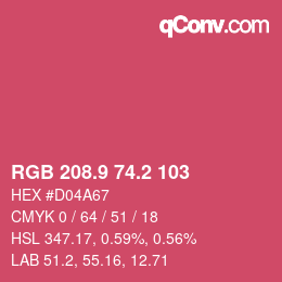 カラーコード: RGB 208.9 74.2 103 | qconv.com