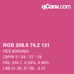 カラーコード: RGB 208.9 74.2 131 | qconv.com