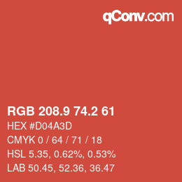 Color code: RGB 208.9 74.2 61 | qconv.com